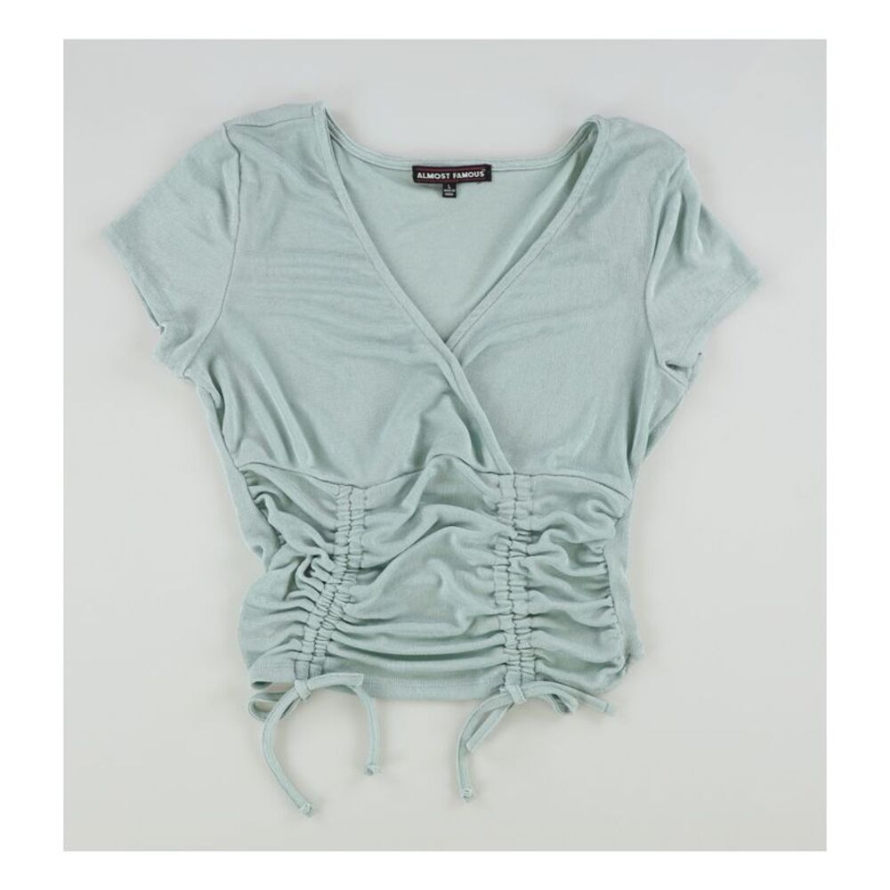 Almost Famous Womens Ruched Knit Blouse, NWT